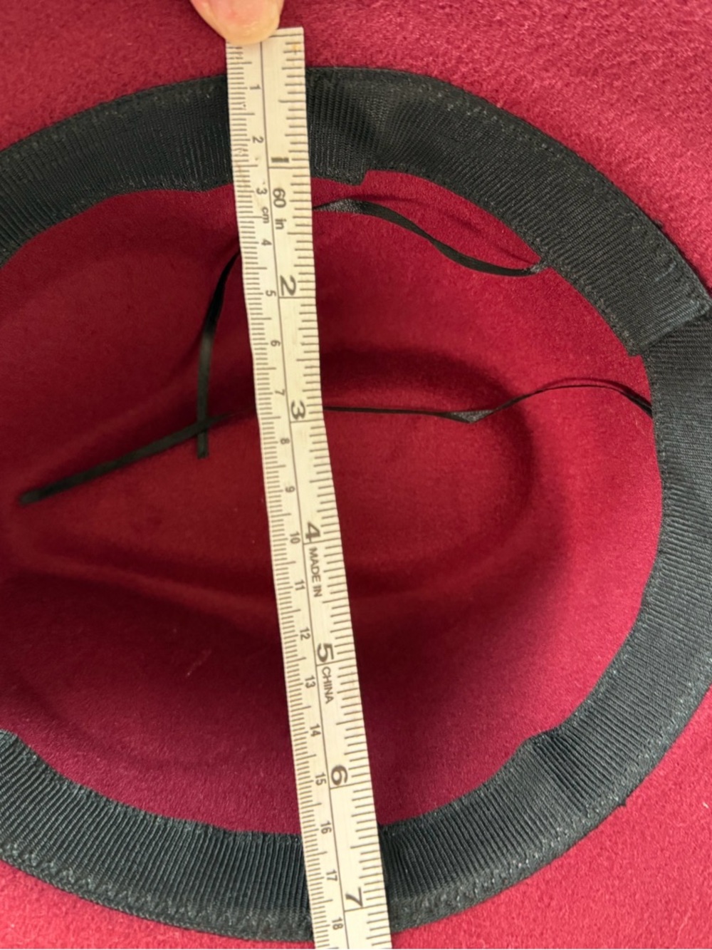 Burgundy Fedora Hat with Black Band Unisex - Picture 8 of 9